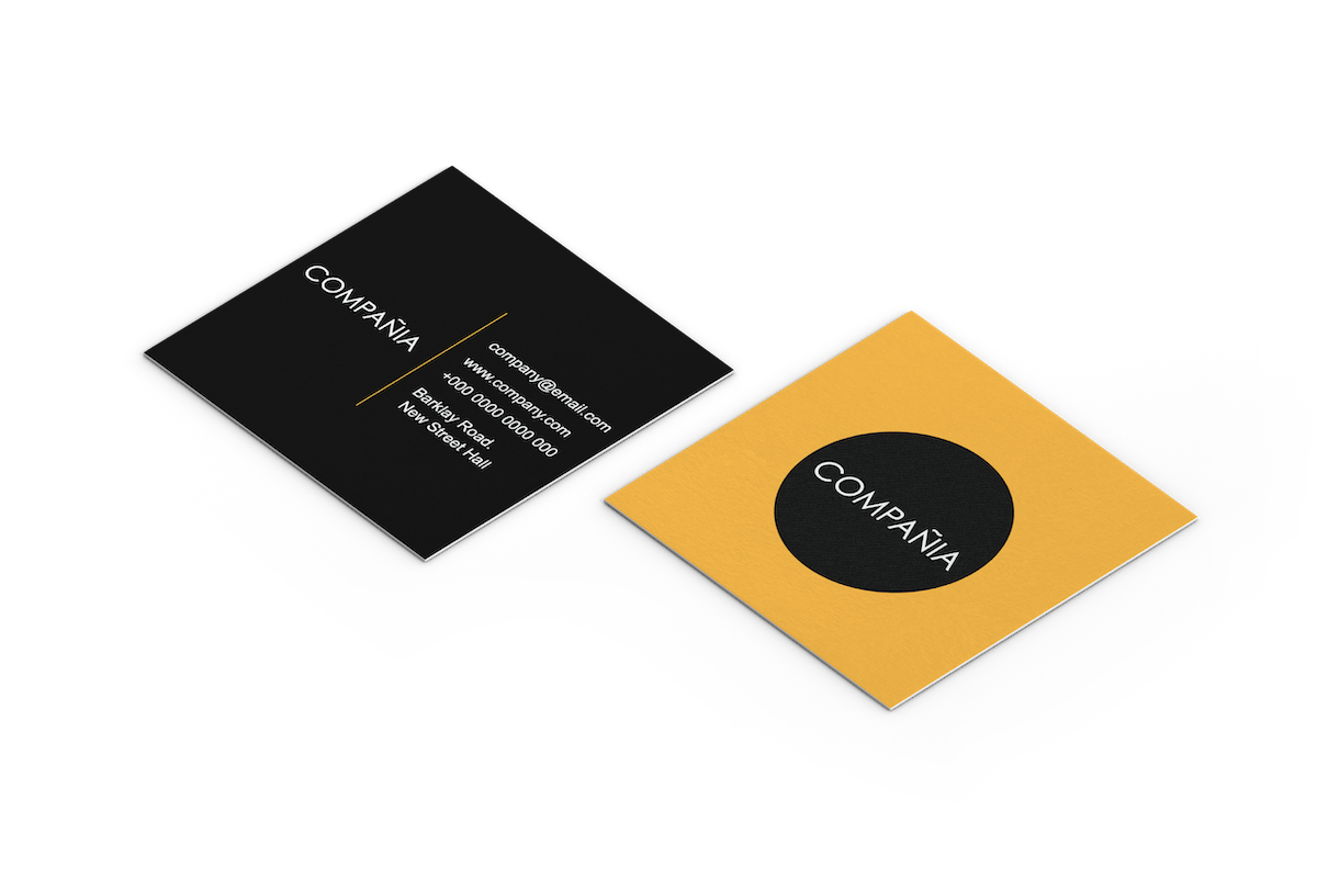 Tarjetas de Presentación Cuadradas Diseño Black Yellow