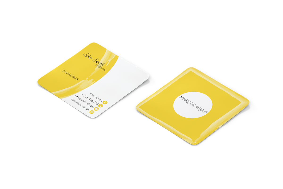 Tarjetas de Presentación Cuadradas Puntas Redondas Yellow